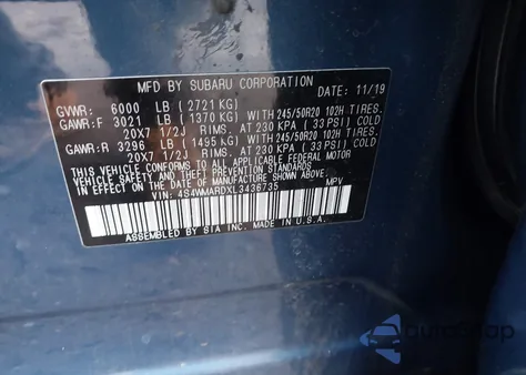 2020 Subaru Ascent Touring from USA, damaged, VIN 4S4WMARDXL3436735